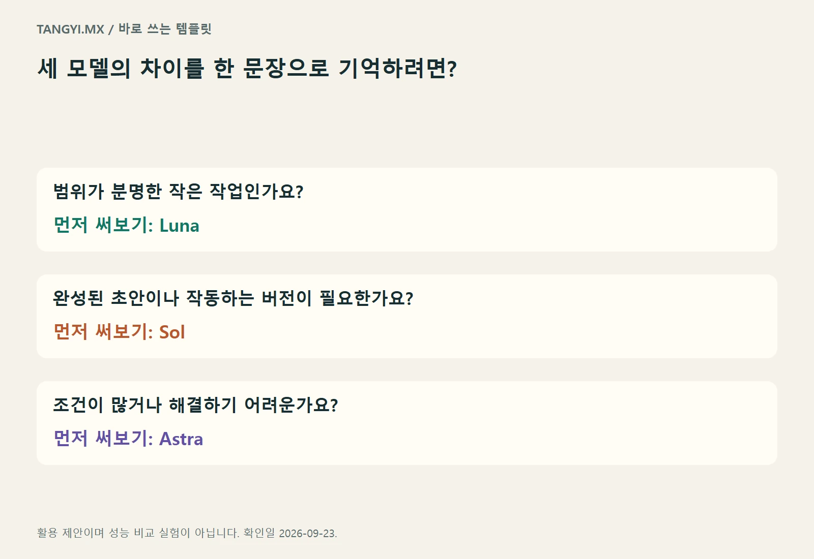 작은 일, 완성된 결과물, 어려운 문제로 나누는 선택 흐름